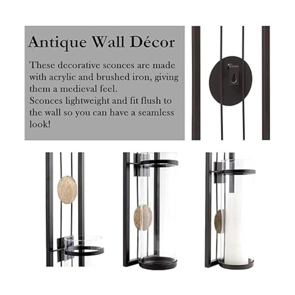 ALLADINBOX Apliques de pared portavelas clásicos de metal_4