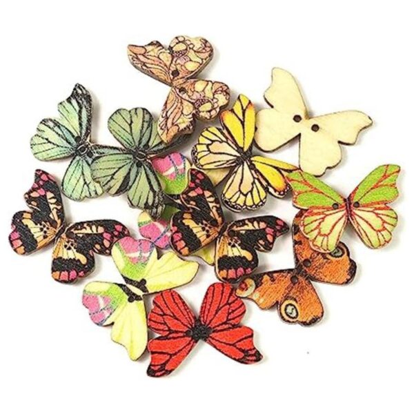 All In One Mixed Color Butterfly de madera botón costura_1