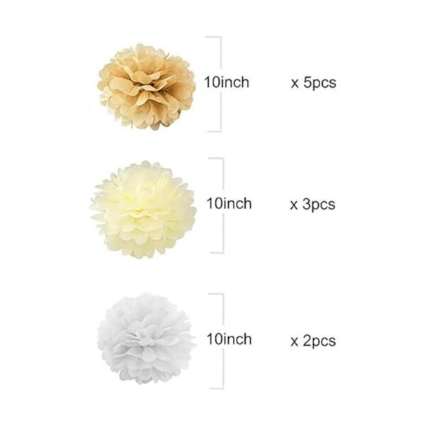 10 pompones de papel de seda de color marrón crema y_5