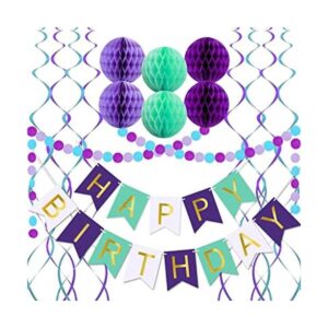 Cartel de feliz cumpleaños de sirena decoraciones de