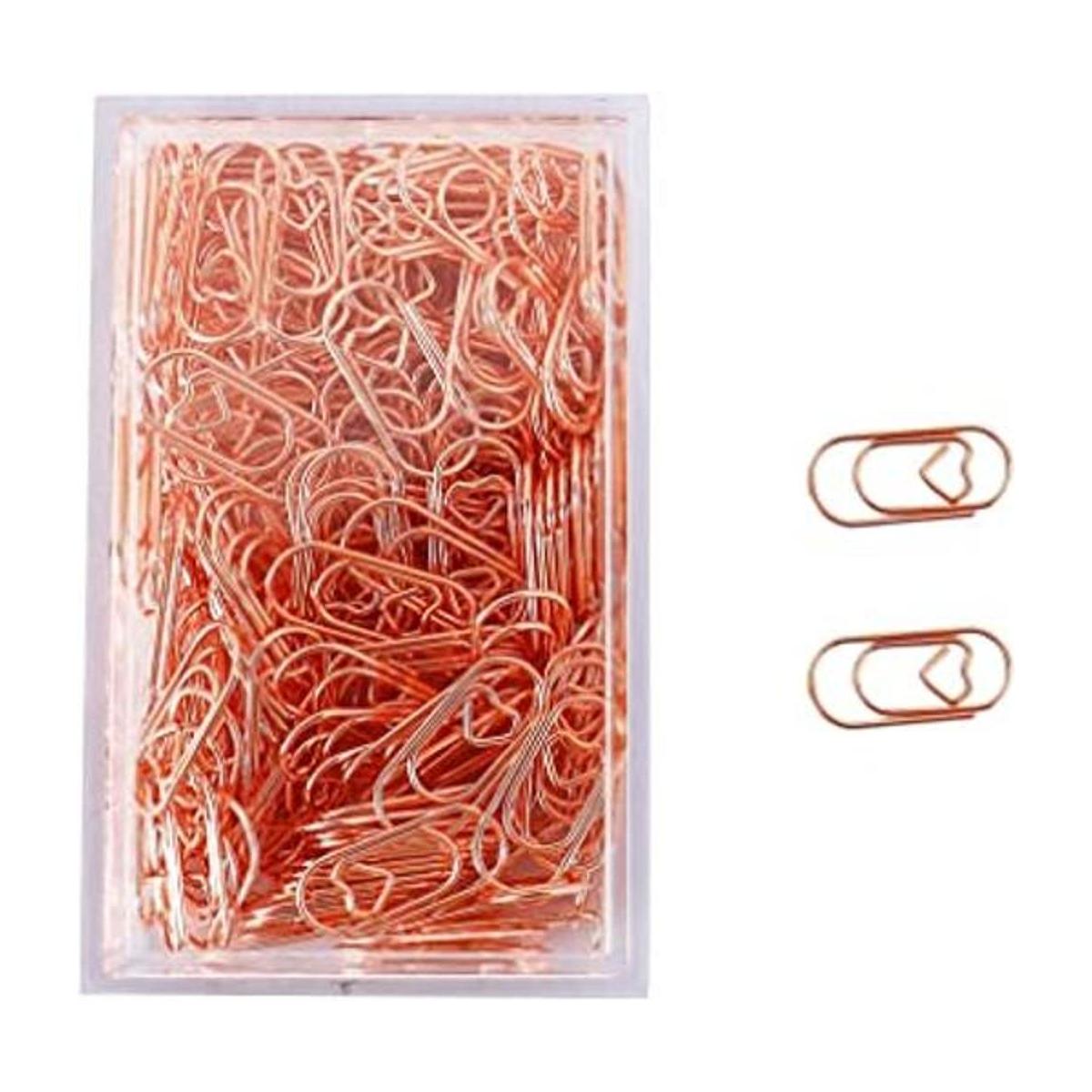 200 clips pequeños de papel de oro rosa con forma de