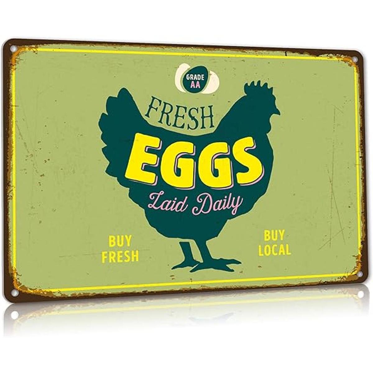 ALREAR Vintage Farm Fresh Eggs Sign for Farmhouse Kitchen