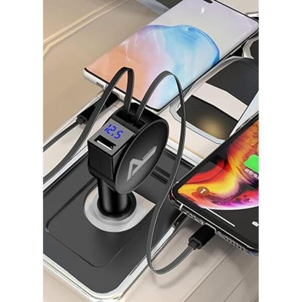 Cargador de coche USB C cargador retráctil de automóvil_2
