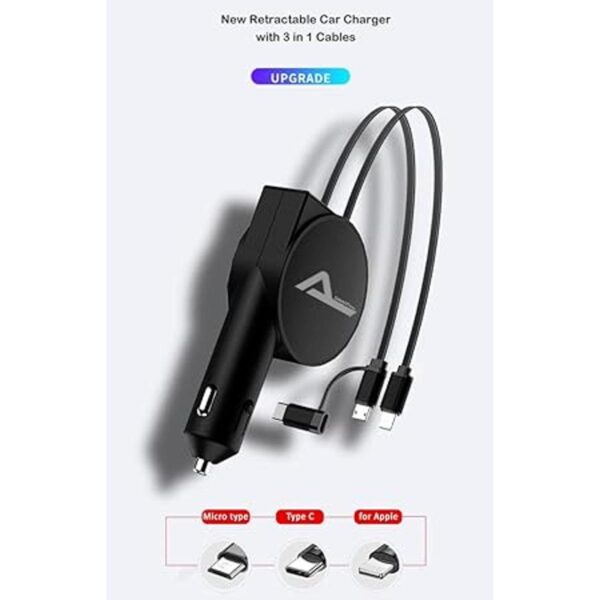 Cargador de coche USB C cargador retráctil de automóvil_4
