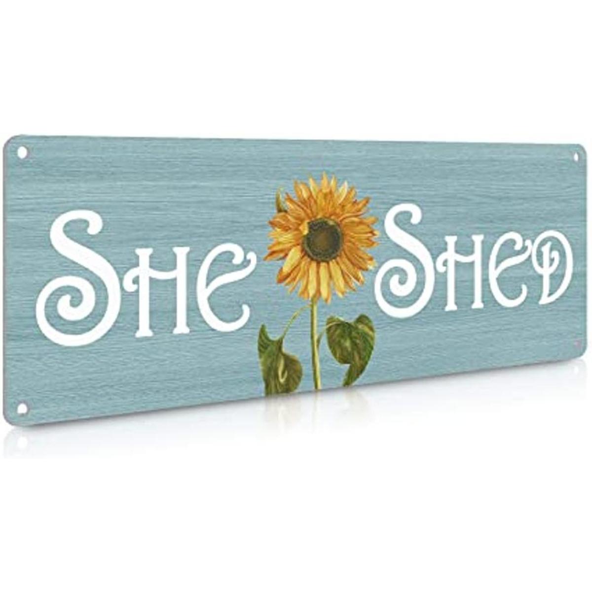 ALREAR She Shed Decor Letrero de pared con girasoles para