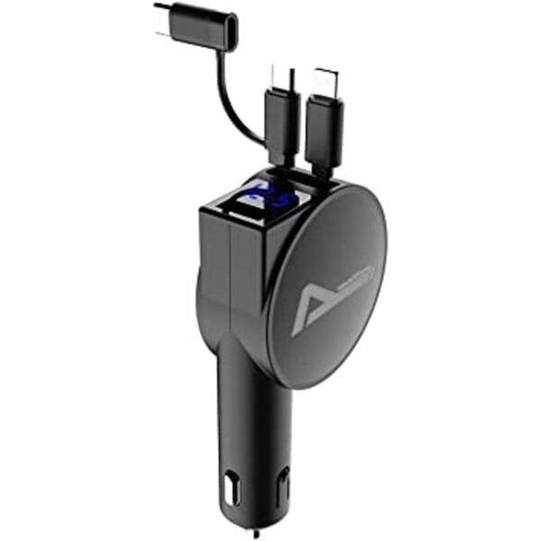 Cargador de coche USB C cargador retráctil de automóvil_1