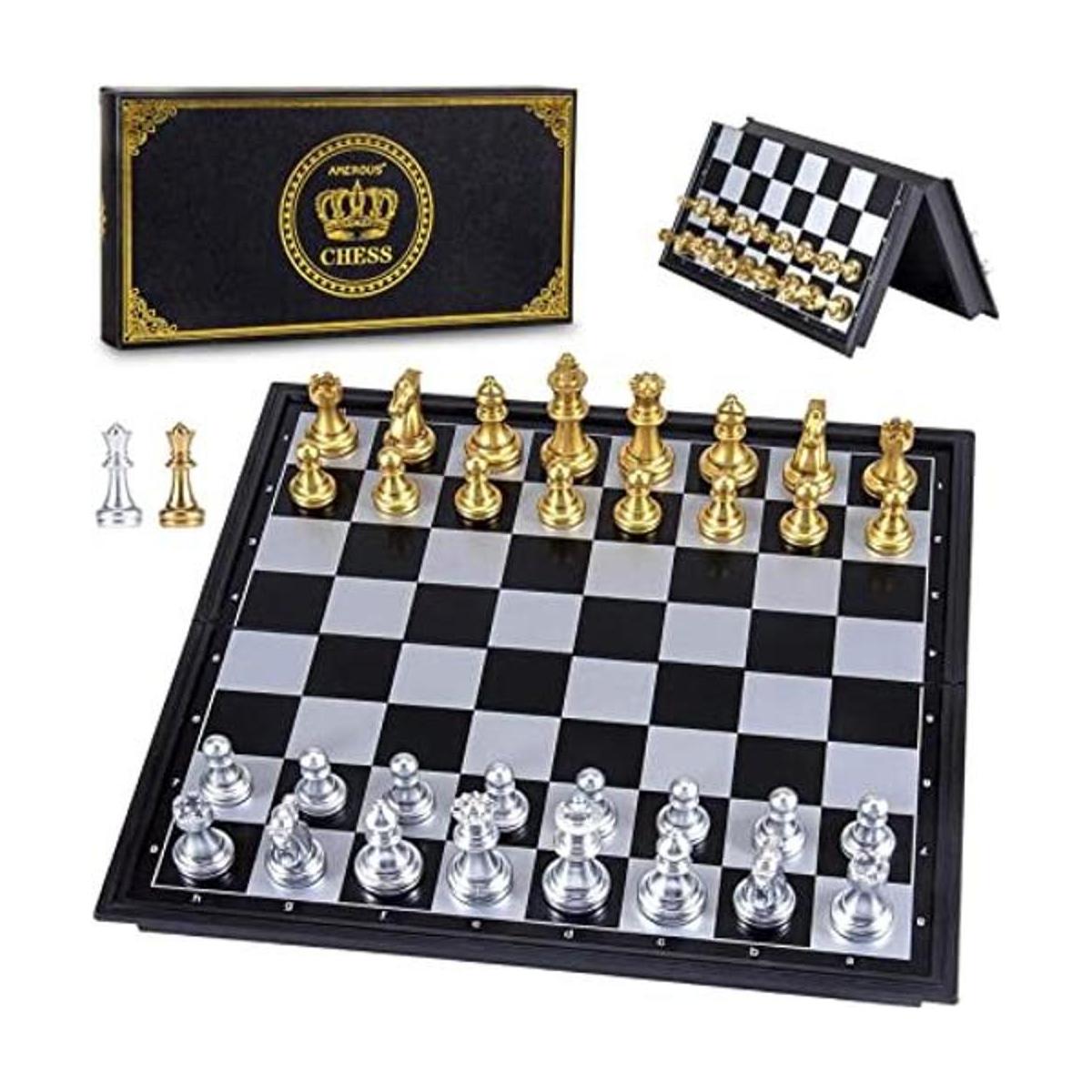 AMEROUS Juego de ajedrez Magetic de viaje de 10 pulgadas