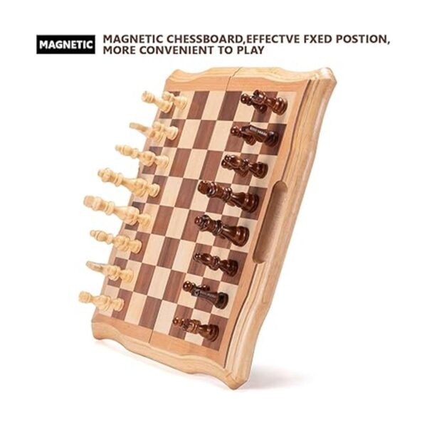 AMEROUS Juego de ajedrez magnético de madera de 15.6_3