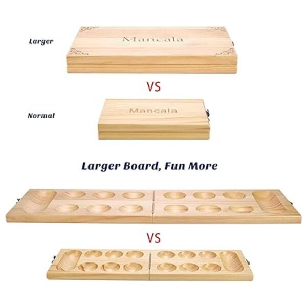 AMEROUS Juego de mesa de madera Mancala Tamaño más_3