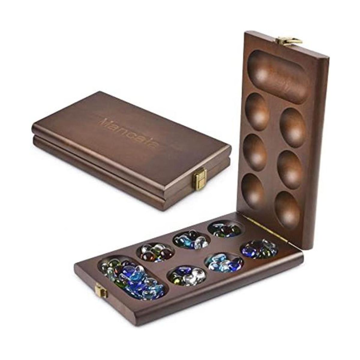 AMEROUS Juego de mesa Mancala de madera con 728 piedras