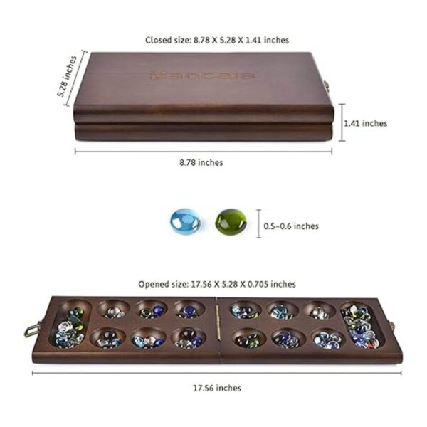 AMEROUS Juego de mesa Mancala de madera con 728 piedras