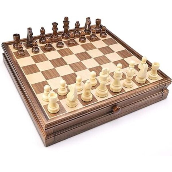 AMEROUS Juego de ajedrez y damas de madera de 15 x 15_2