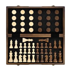 AMEROUS Juego magnético de ajedrez y damas de madera_1