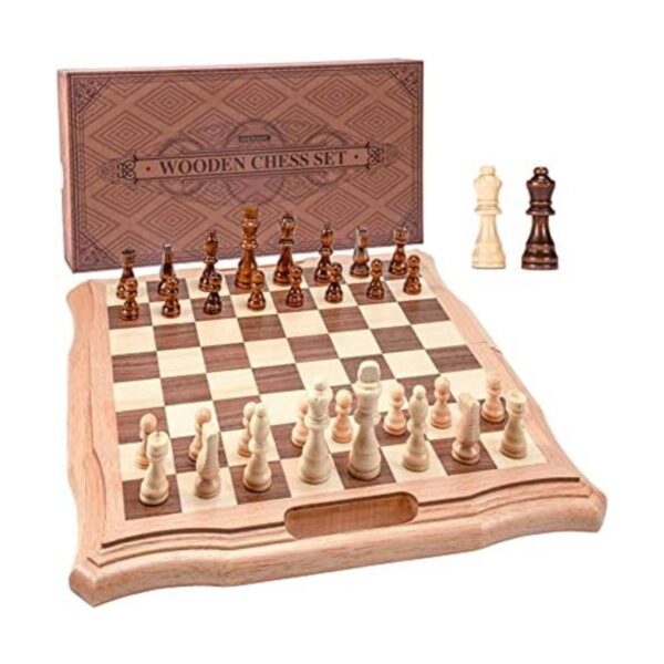 AMEROUS Juego de ajedrez magnético de madera de 15.6_1