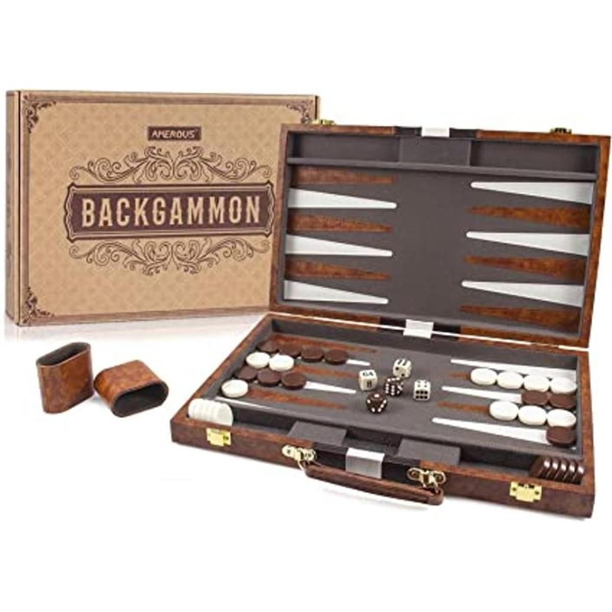 AMEROUS Backgammon Juego de mesa clásico de 15 pulgadas