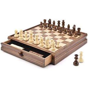AMEROUS Juego de ajedrez y damas de madera de 15 x 15_1