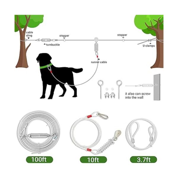 Cable de amarre para perros de 100 pies con cable de_2