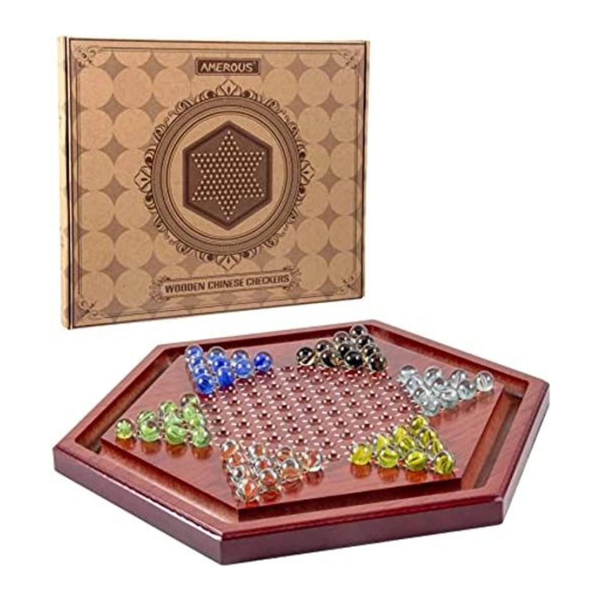AMEROUS Juego de mesa chino de madera de 13.6 pulgadas con