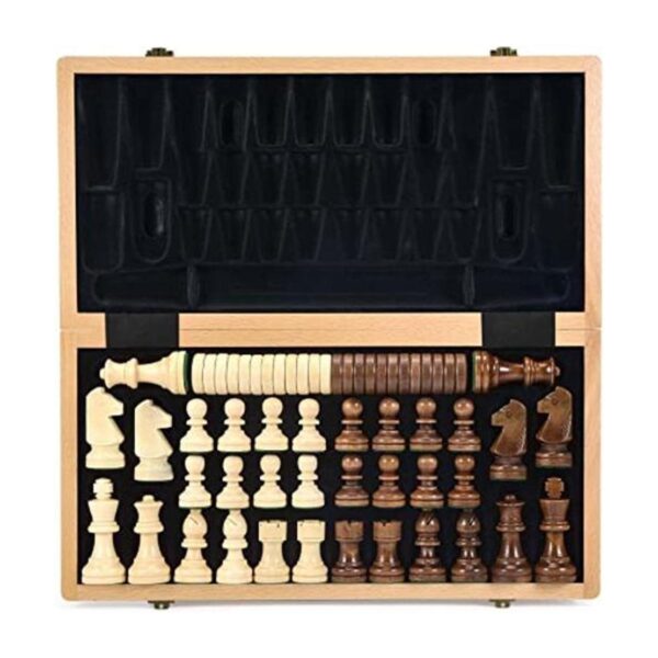 AMEROUS Juego de ajedrez y damas de madera de 15 pulgadas_1