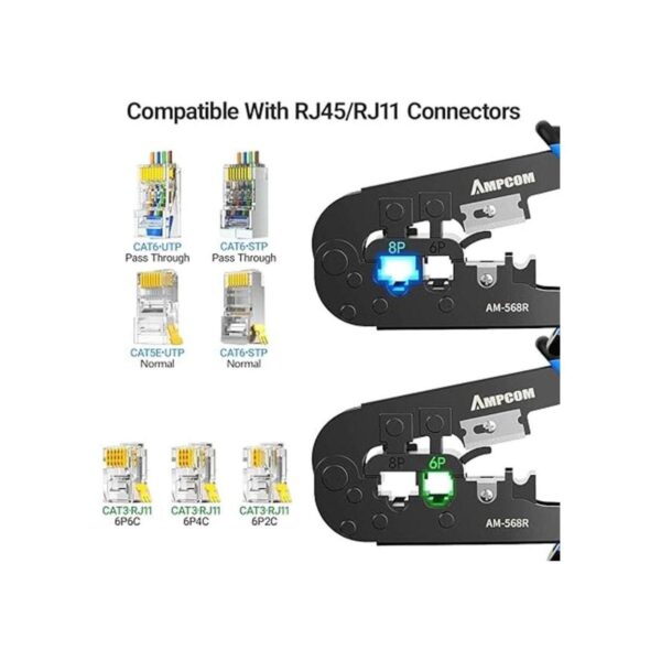AMPCOM AM568R Herramienta de crimpado RJ45 8P6PRJ11_2