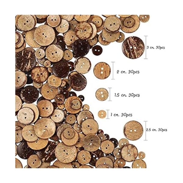 AMORNPHAN 150 botones de madera natural de cáscara de coco