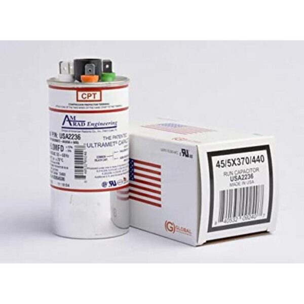 Capacitor universal redondo dual 45 5 uf Mfd AmRad_1