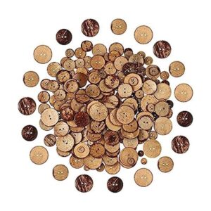 AMORNPHAN 150 botones de madera natural de cáscara de coco