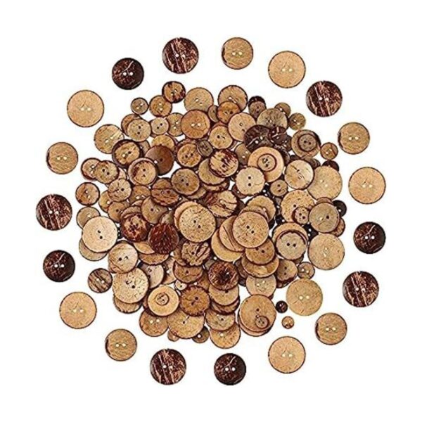 AMORNPHAN 150 botones de madera natural de cáscara de coco