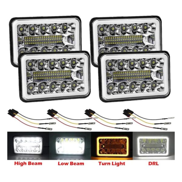 AMUNIESUN 4 faros delanteros LED de halo de 4 x 6 pulgadas_1