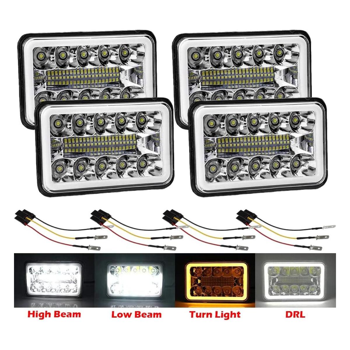 AMUNIESUN 4 faros delanteros LED de halo de 4 x 6 pulgadas