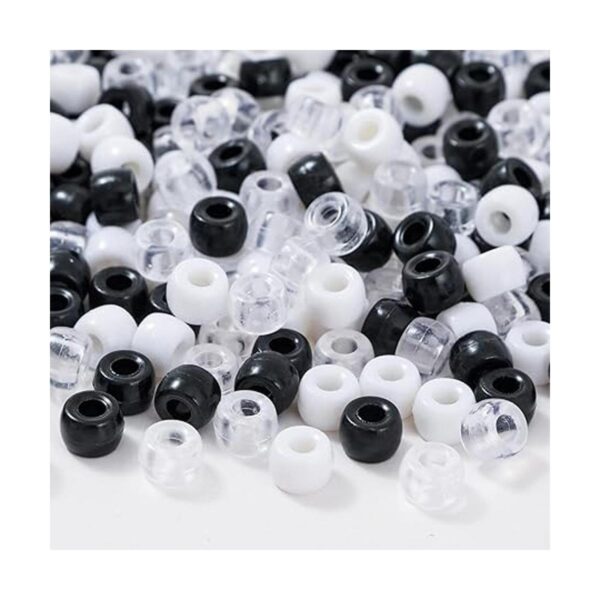 ANCADN 1000 cuentas de poni negro y blanco para hacer_3