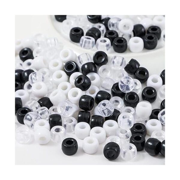 ANCADN 1000 cuentas de poni negro y blanco para hacer_6
