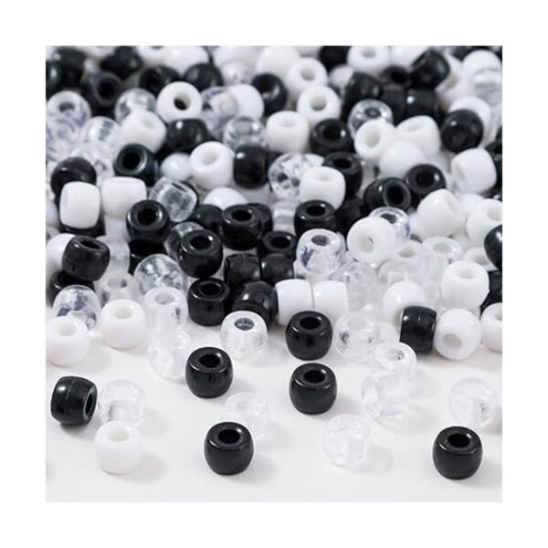 ANCADN 1000 cuentas de poni negro y blanco para hacer_5