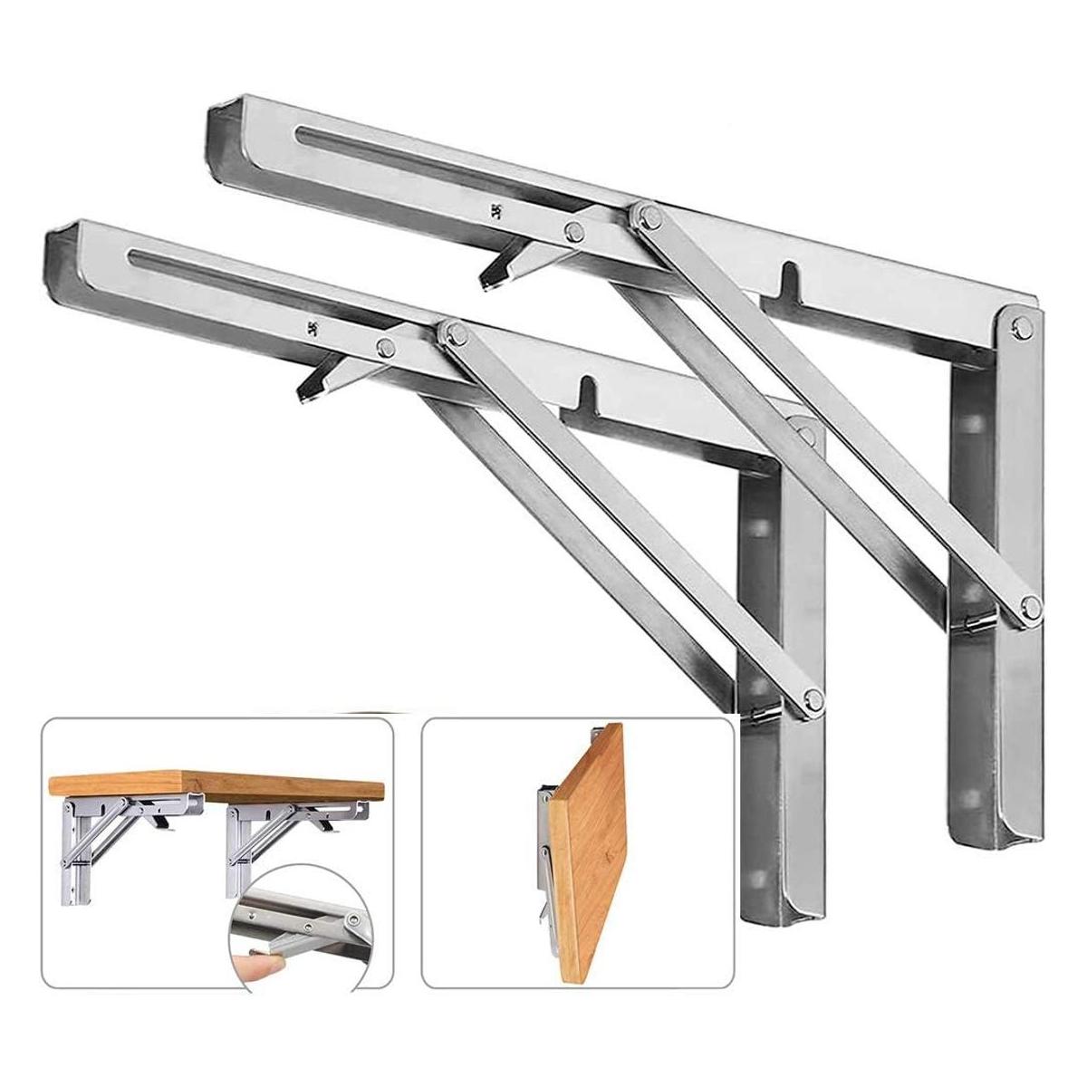 2 soportes plegables para estante montado en la pared de