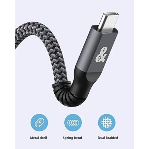 Cable corto USB C a USB C ANDNOVA USB C 3.1 Gen 2 Cable_2