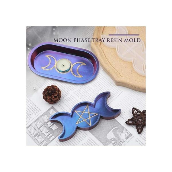 2 bandejas de luna y estrella molde de resina de