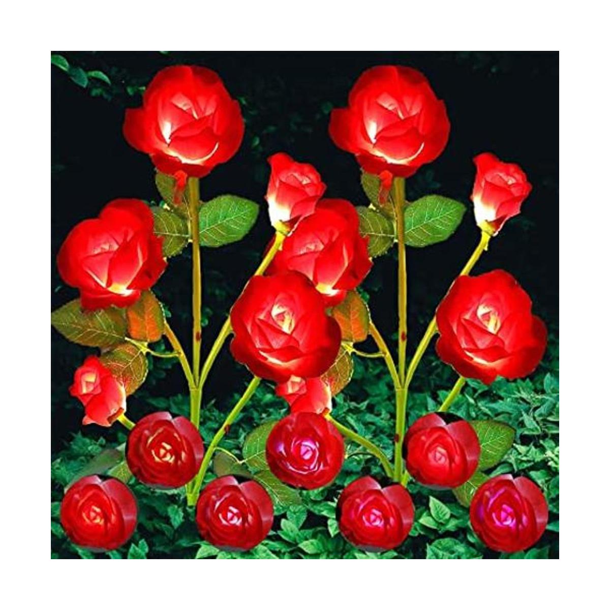 ANGMLN Paquete de 2 luces solares de flores para