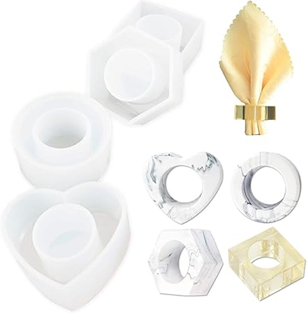 Juego de 4 anillos de servilleta de resina epoxi de