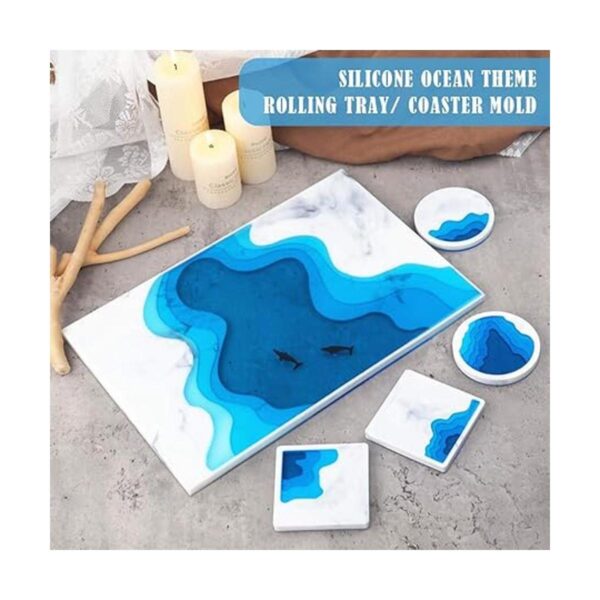 Ocean Molde de resina con forma de posavasos para_3
