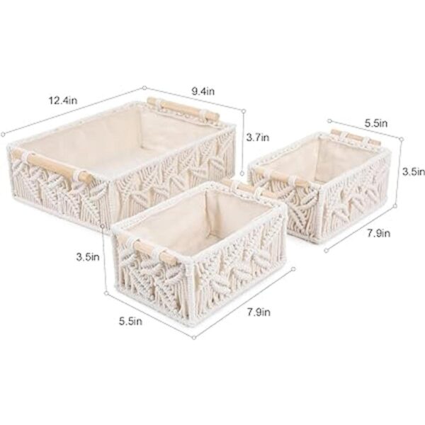 ANMINY Juego de 3 cestas de almacenamiento de macramé