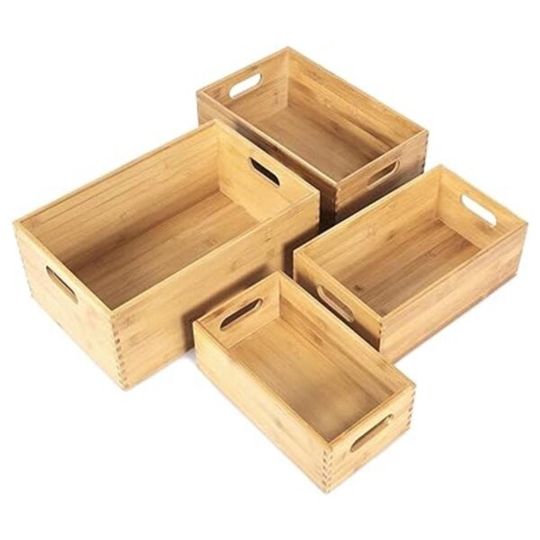 ANMINY Juego de 4 cubos de almacenamiento de madera de