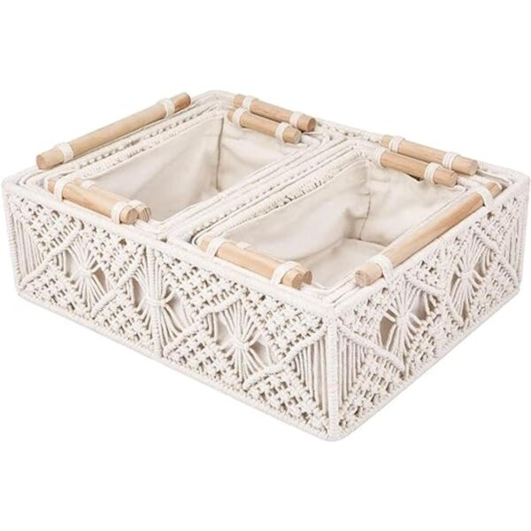 ANMINY Juego de 5 cestas de almacenamiento de macramé