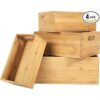 ANMINY Juego de 4 cubos de almacenamiento de madera de