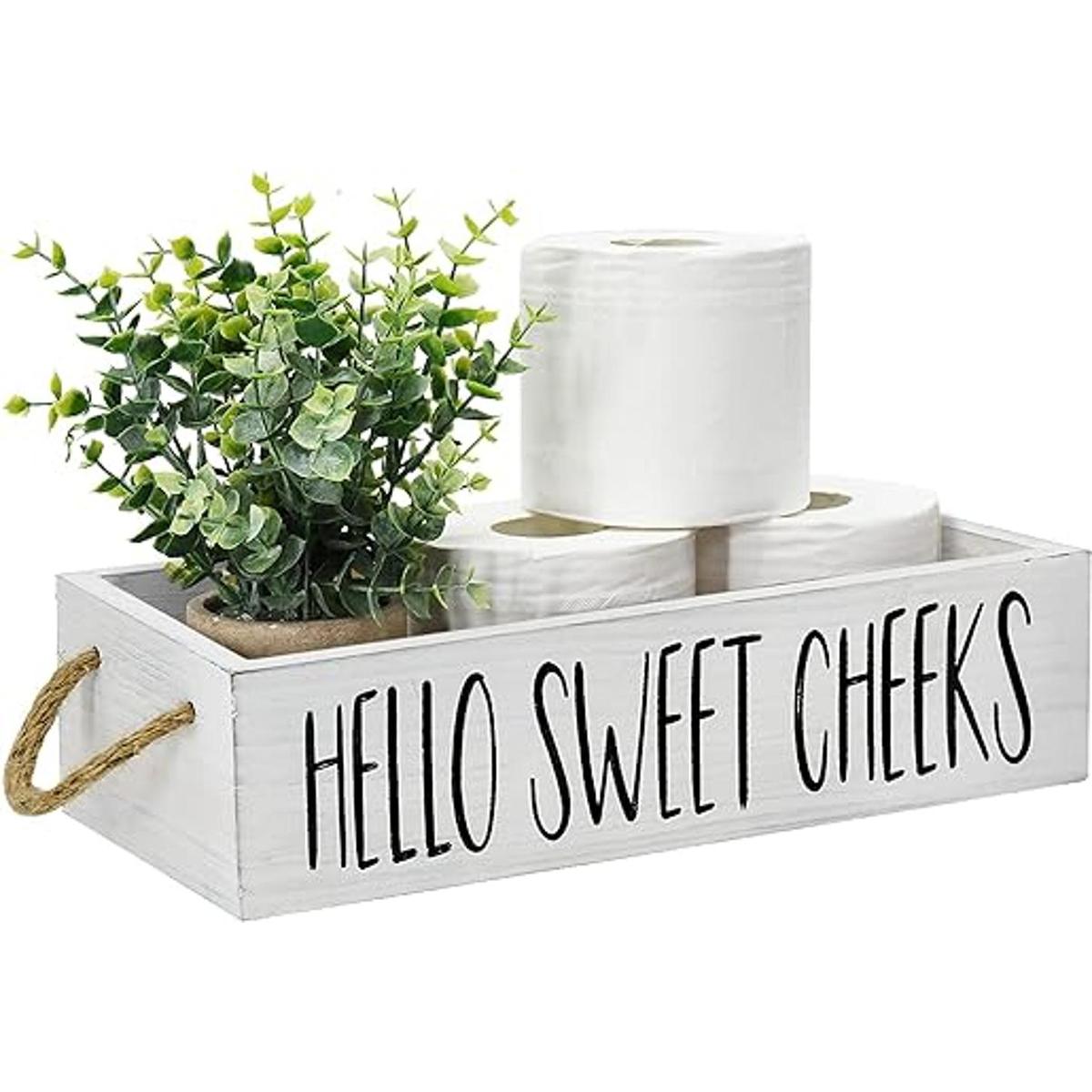 Caja de decoración de baño de 2 lados divertido soporte