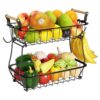 Cesta de frutas de 2 niveles con 2 ganchos de plátano