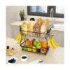 Cesta de frutas de 2 niveles con 2 ganchos de plátano