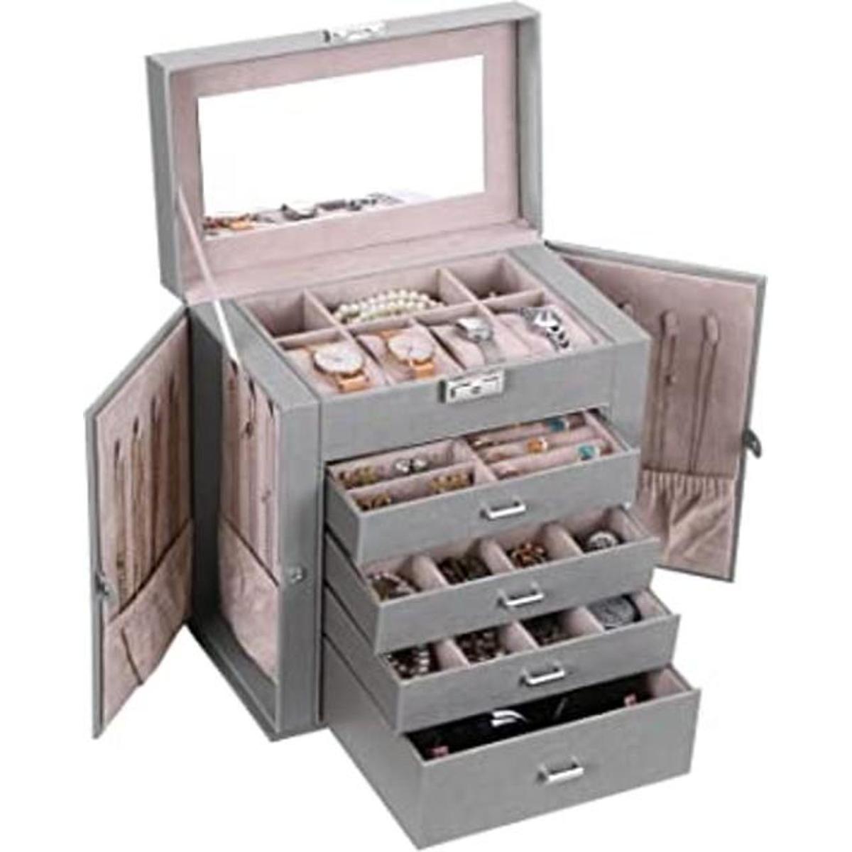 ANWBROAD Caja organizadora de joyas para mujer caja de