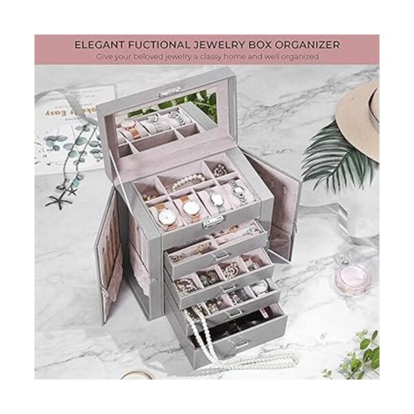 ANWBROAD Caja organizadora de joyas para mujer caja de_2