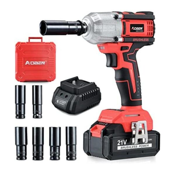 AOBEN Llave de impacto de alto par inalámbrico de 21 V