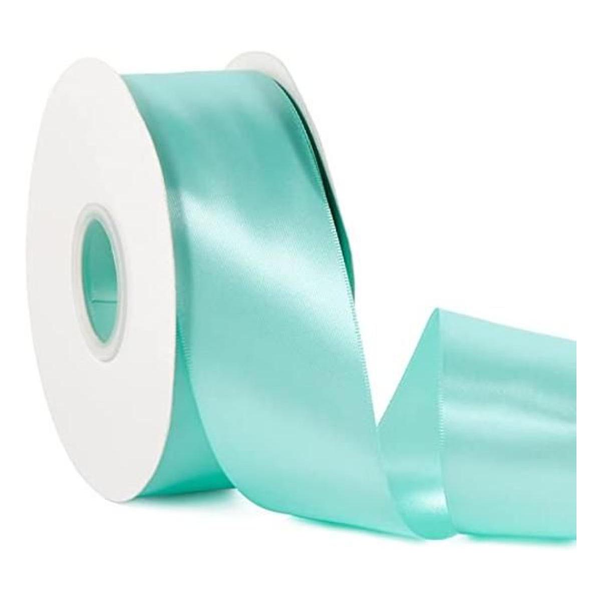 Aqua Blue 2 X 50 Yards Solid Color Satin Ribbon Double